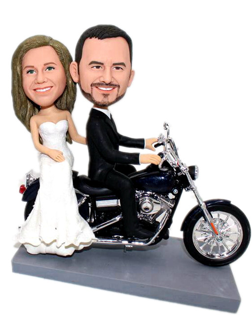 Custom cake toppers Riding Motorbike wedding cake topper